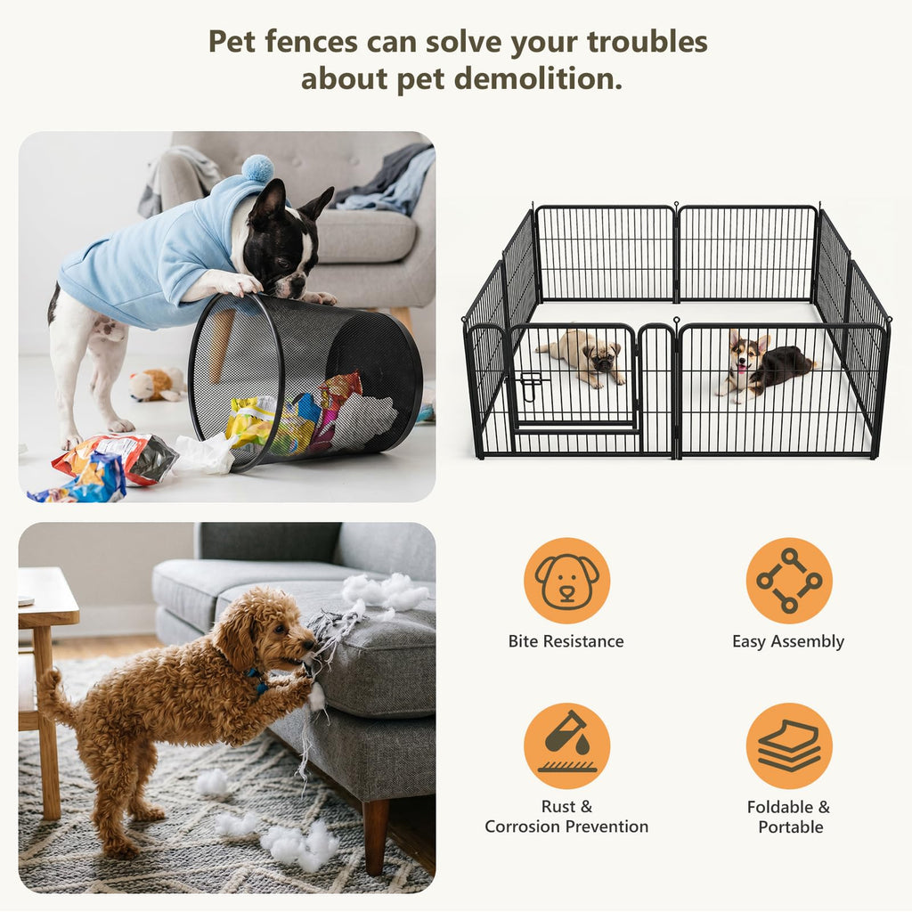 24" Height 16 Panels Foldable Metal Dog Playpen with Door G603857