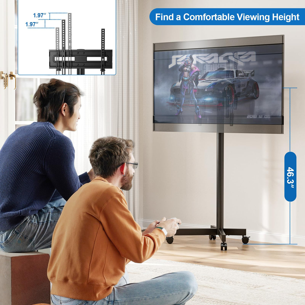 Mobile TV Cart Rolling TV Stand for 23-65 Inch TVs N910267