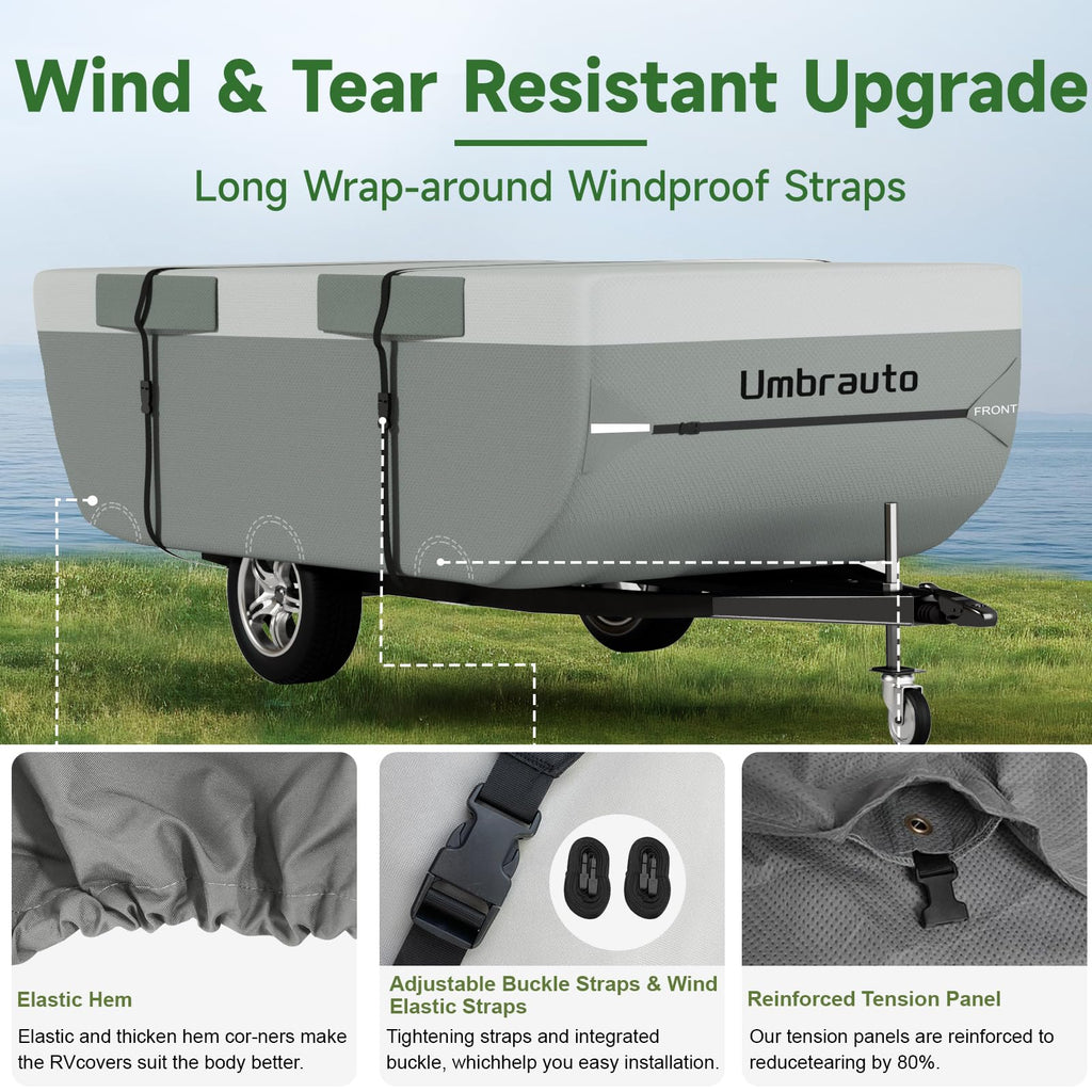 14-16ft Waterproof Breathable Ripstop Pop Up Camper Cover J48212