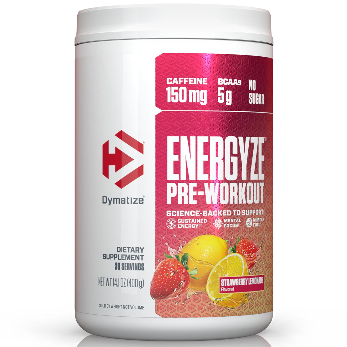 Pre Workout Powder Strawberry Lemonade 150mg Caffeine 5g BCAAs 30 Servings V63056