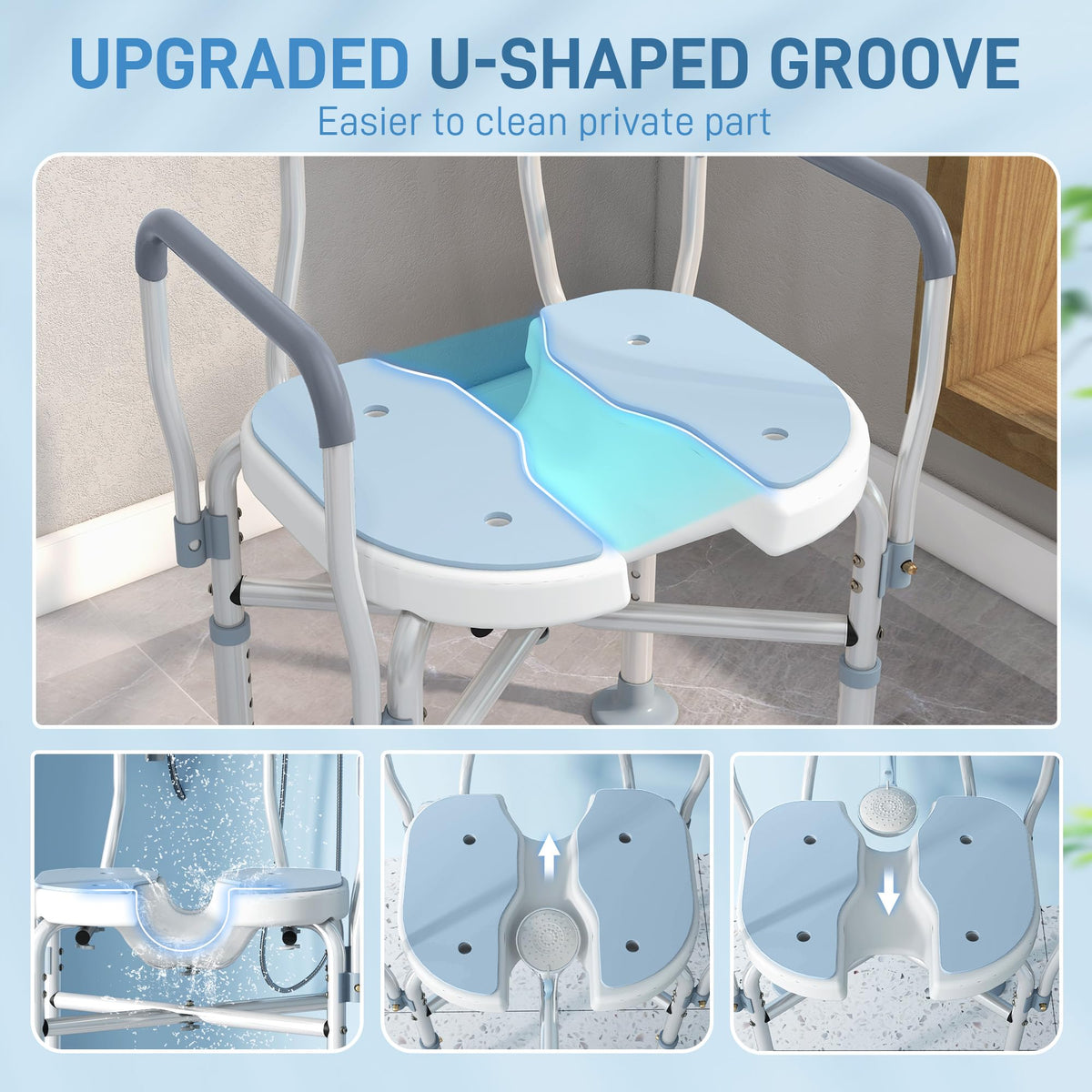 Padded Shower Chair with Arms and Back Y812969