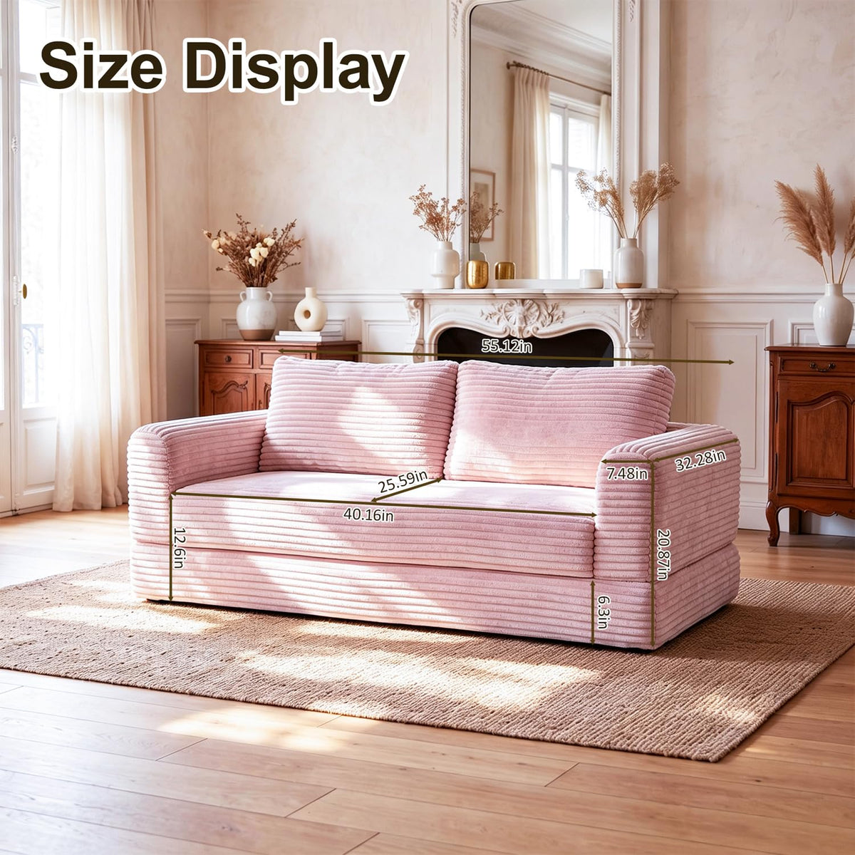 Pink Convertible Sofa Bed G71235