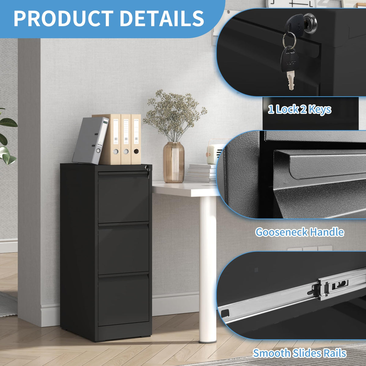 3 Drawer Metal File Cabinet with Lock E519