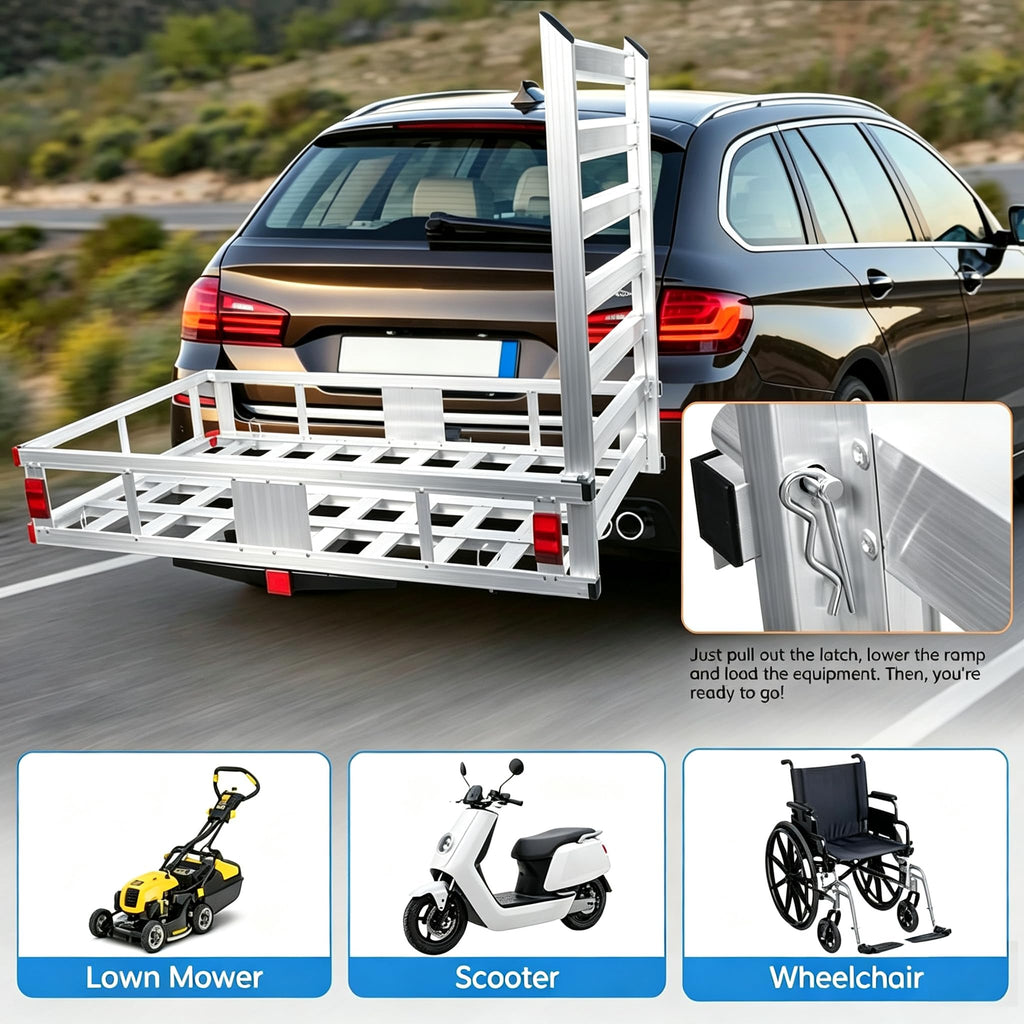 Aluminum Hitch Cargo Carrier with Ramp U7218
