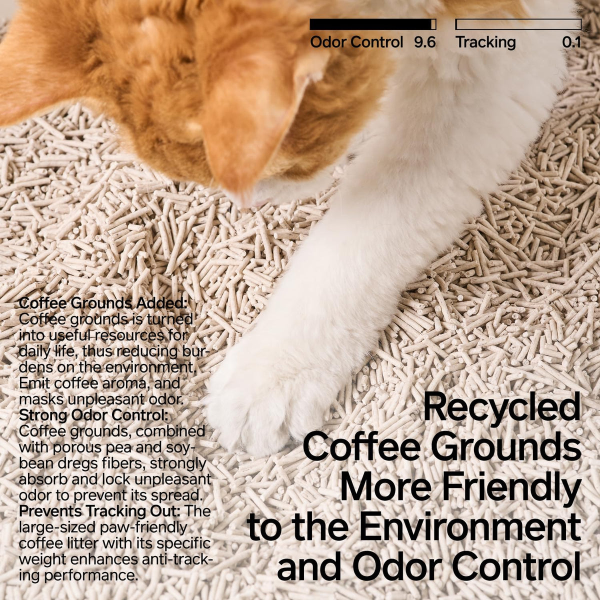 Tofu Cat Litter with Recycled Coffee Grounds, Clumping, Flushable 4Pack D88941