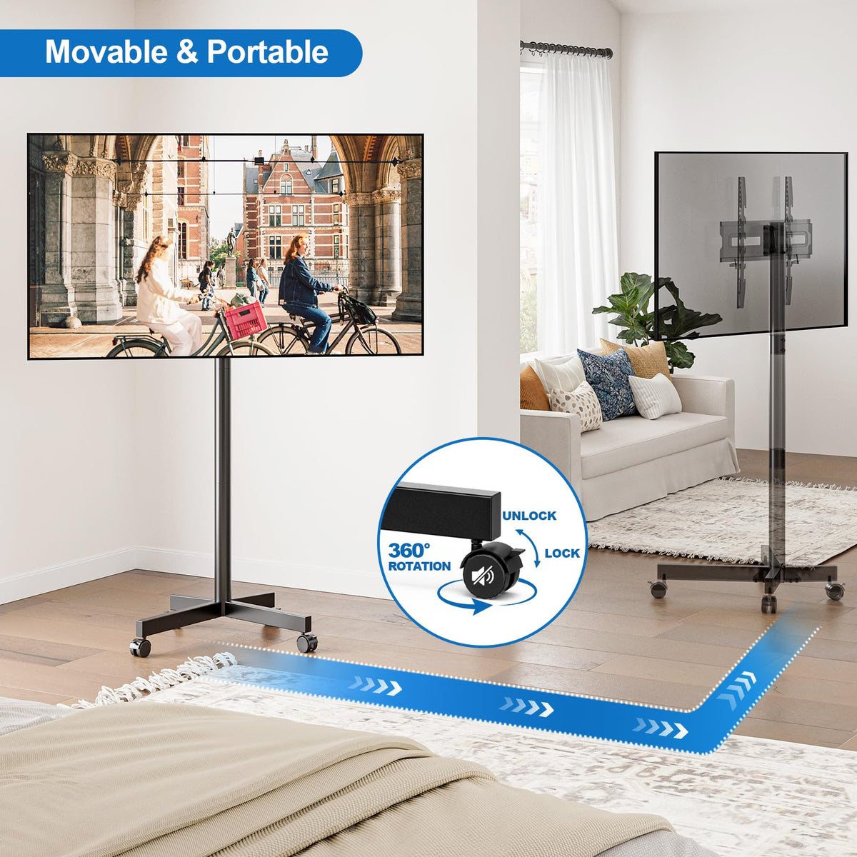 Mobile TV Cart Rolling TV Stand for 23-65 Inch TVs N910267