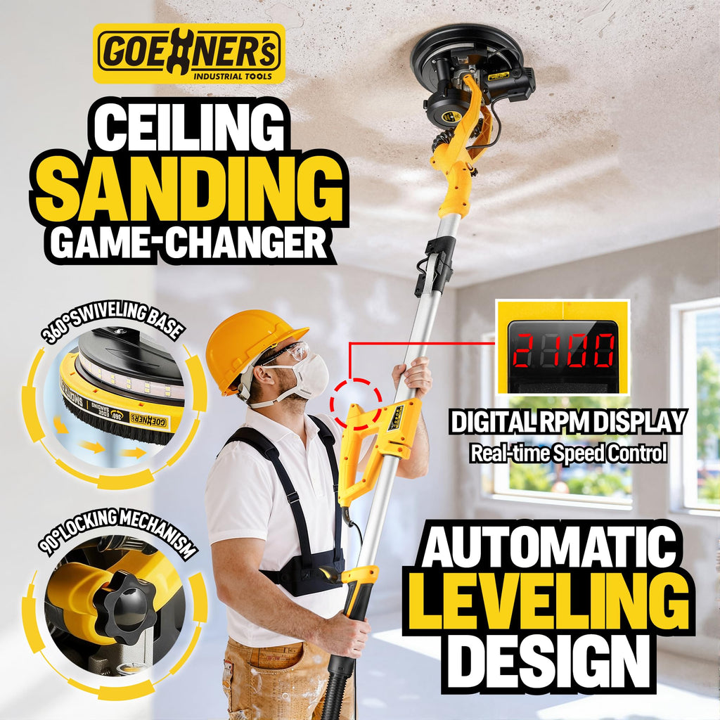 950W Electric Drywall Sander with Vacuum Dust Collector N4420