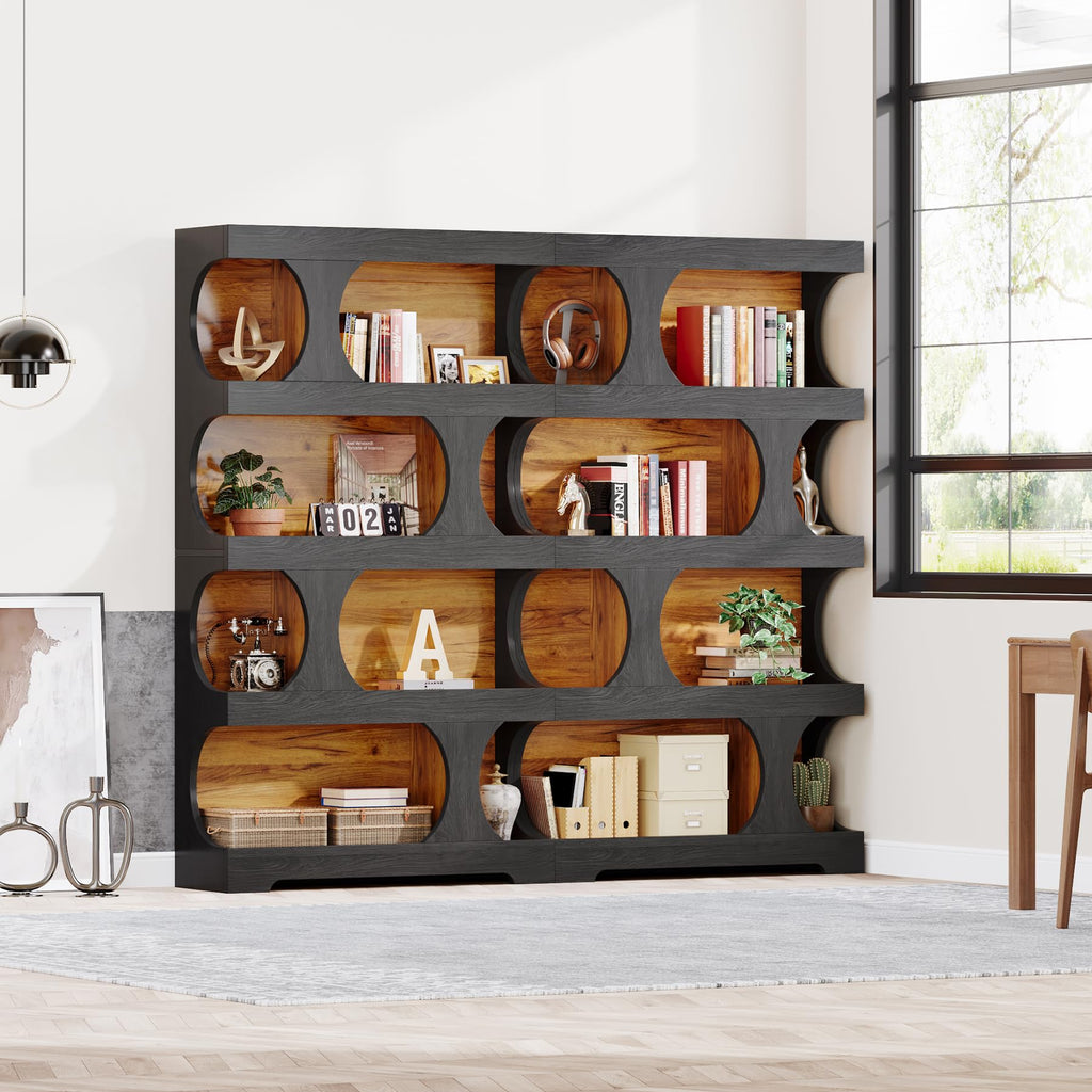 71" Tall 4-Tier S-Shaped Wood Bookcase Q35410
