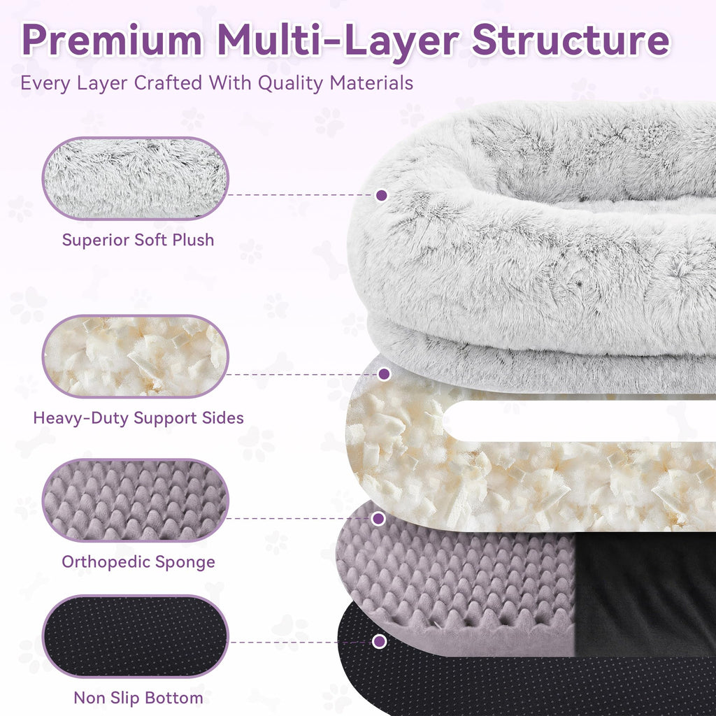 Grey Human Dog Bed 71''x45''x12'' B145078