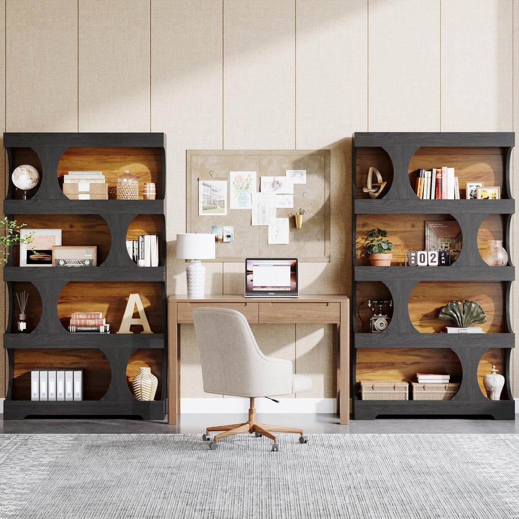 71" Tall 4-Tier S-Shaped Wood Bookcase Q35410