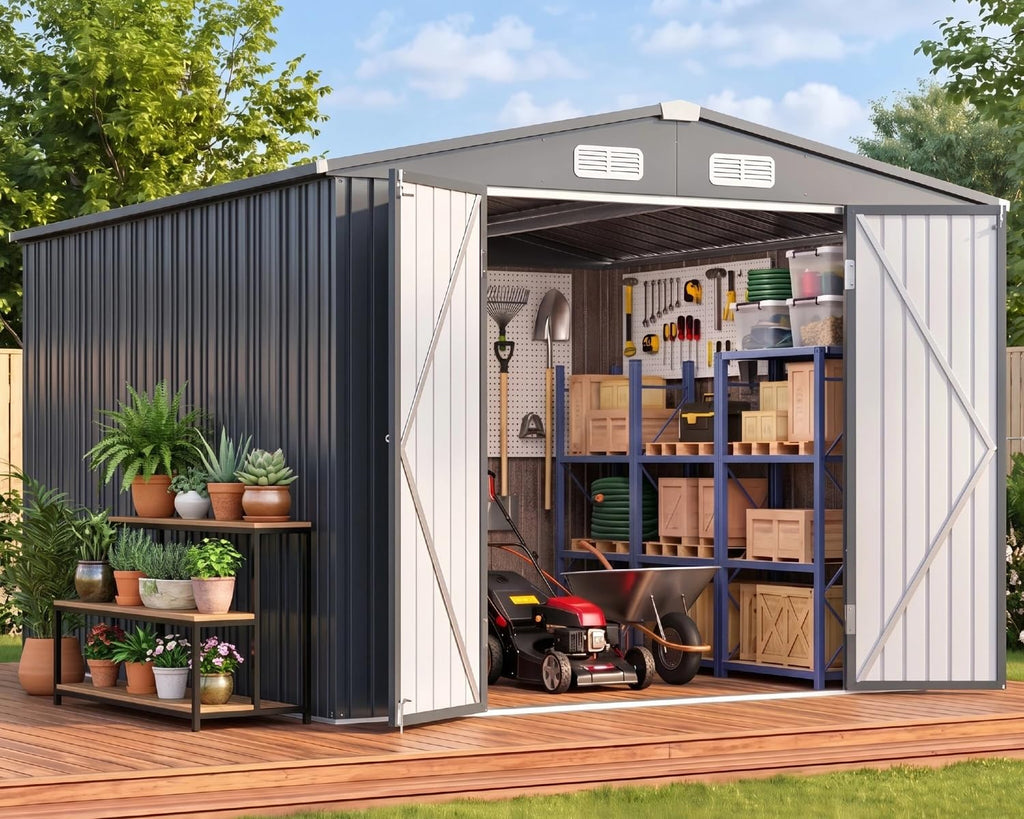 10x10 FT Metal Heavy-Duty Outdoor Storage Shed A326