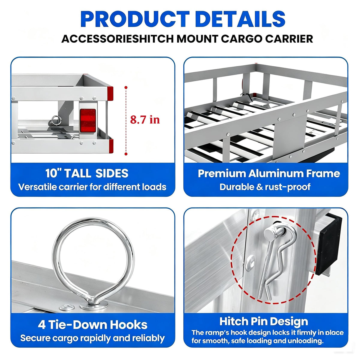 Aluminum Hitch Cargo Carrier with Ramp U7218