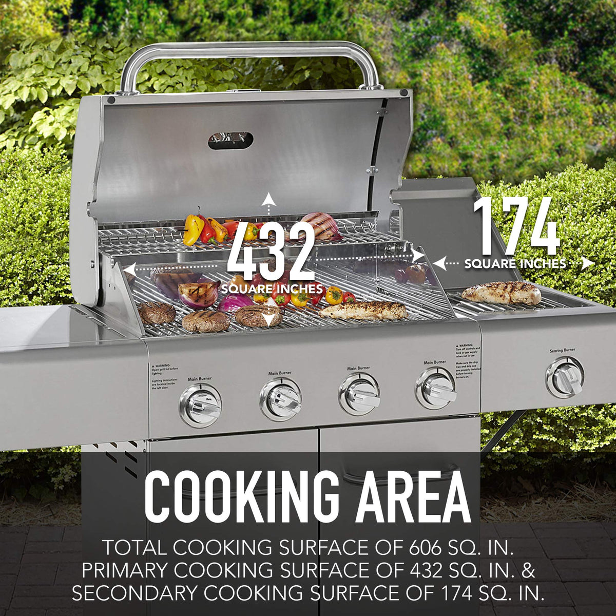 4-Burner Stainless Steel Propane Gas Grill with Side Burner G62683
