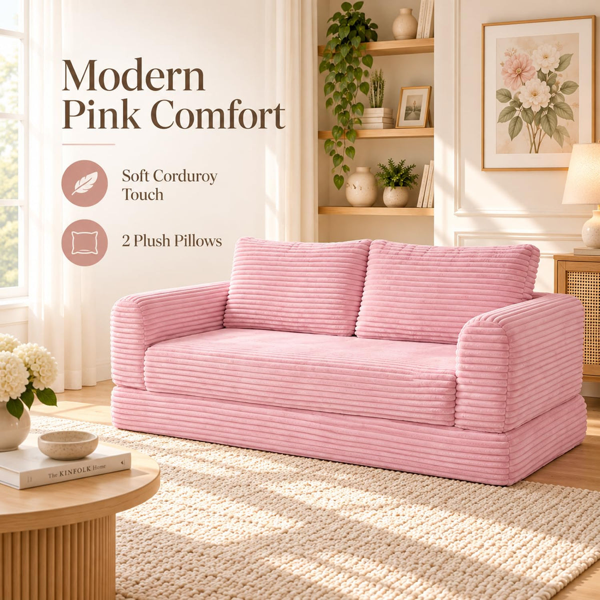 Pink Convertible Sofa Bed G71235