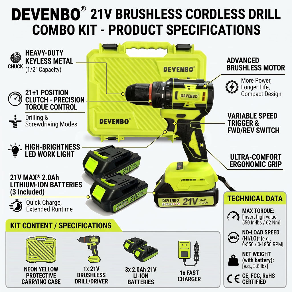 21V Brushless Cordless Drill Set X299