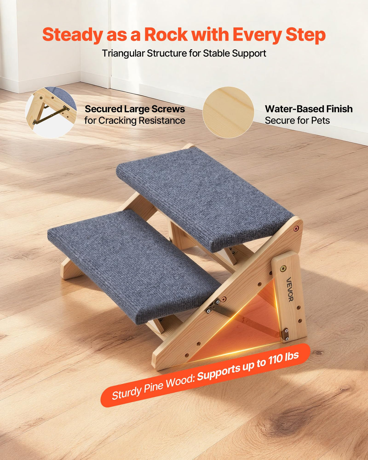 Wood 2-Step Pet Stairs D1204