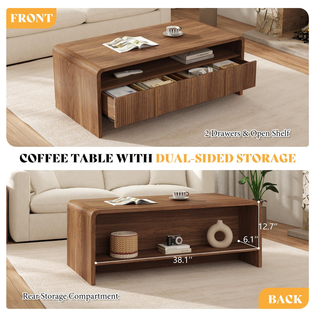 Fluted Coffee Table with Storage X715
