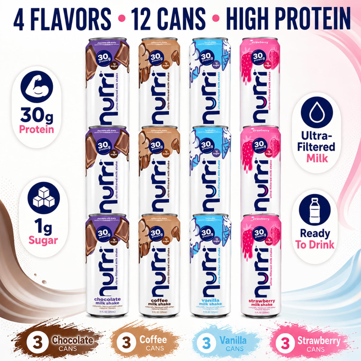 Protein Shake Variety Pack 30g Protein 12 Pack W48568