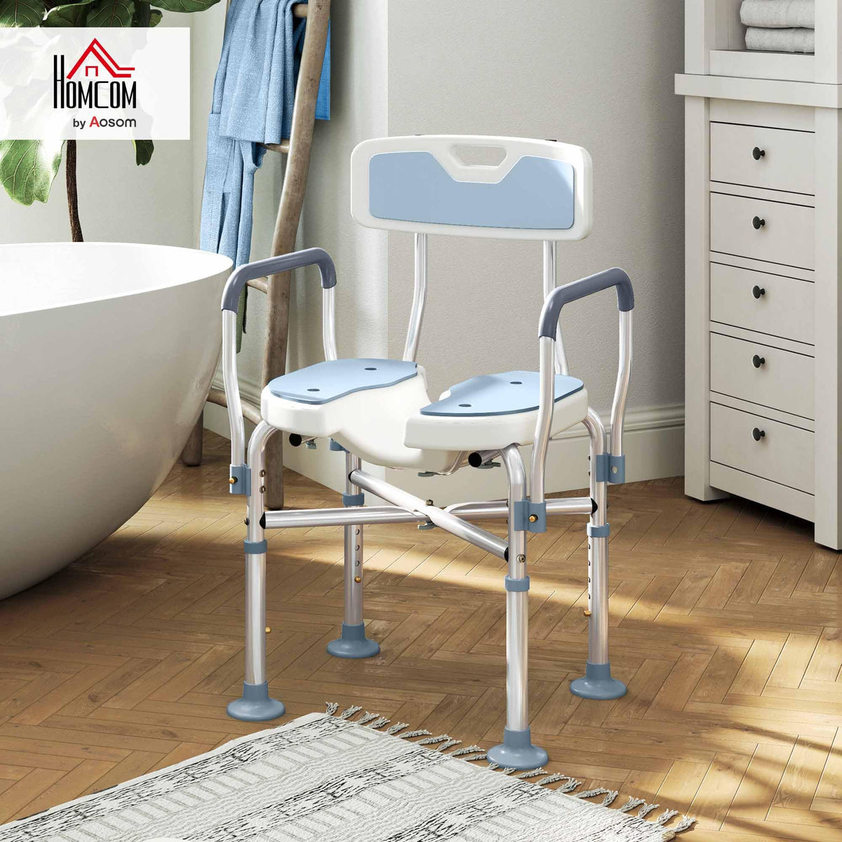Padded Shower Chair with Arms and Back Y812969