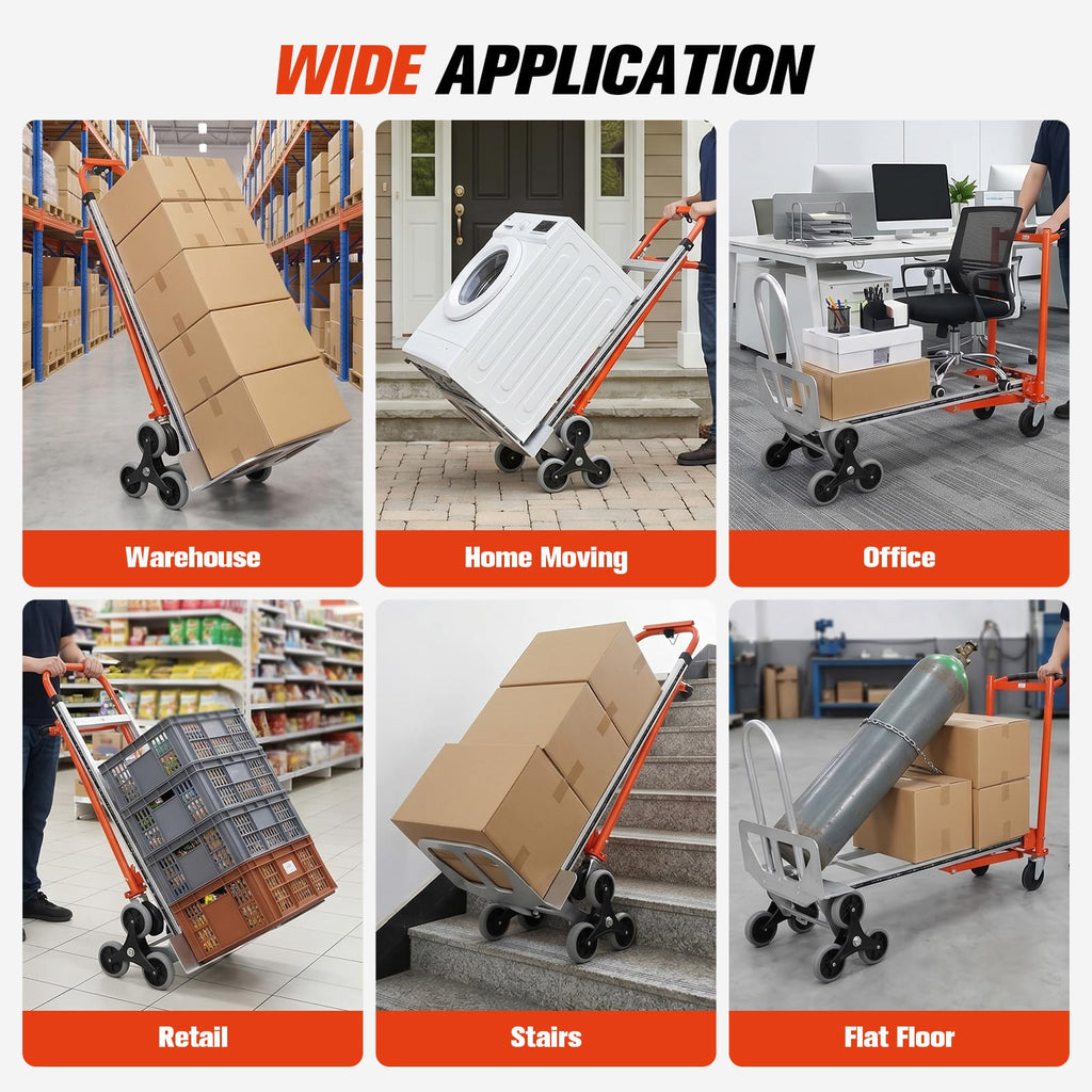 4-in-1 Convertible Stair Climbing Hand Truck, 1000LBS Heavy Duty Folding Aluminum Dolly Cart with Wheels & Handle U51050