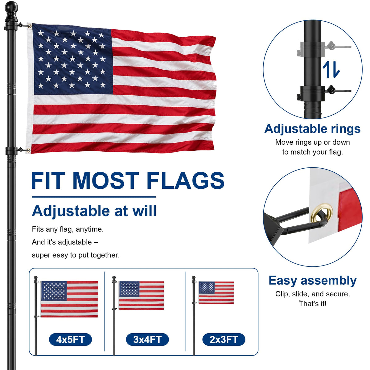 Black 5FT Aluminum Flag Pole K904