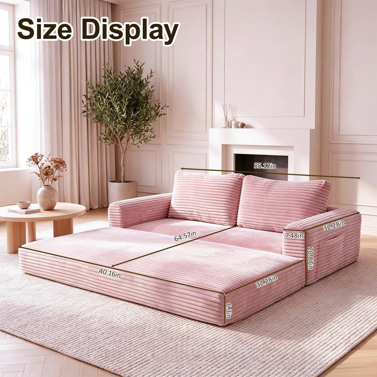 Pink Convertible Sofa Bed G71235