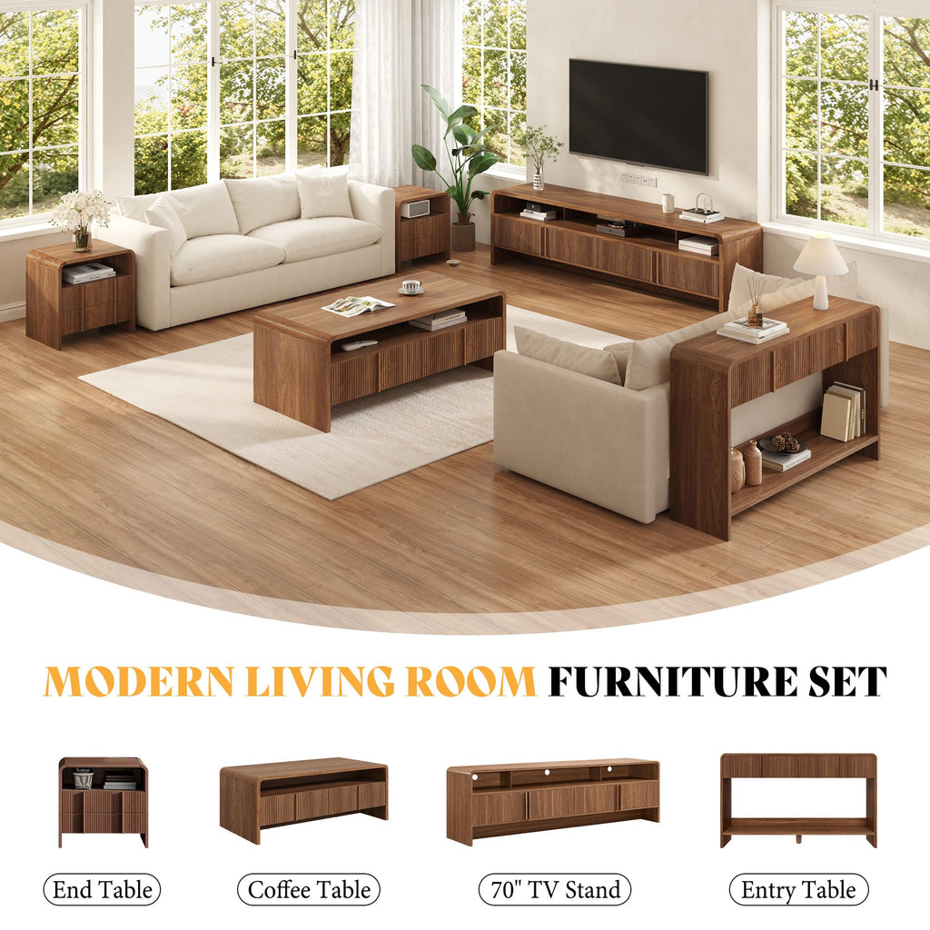 Fluted Coffee Table with Storage X715