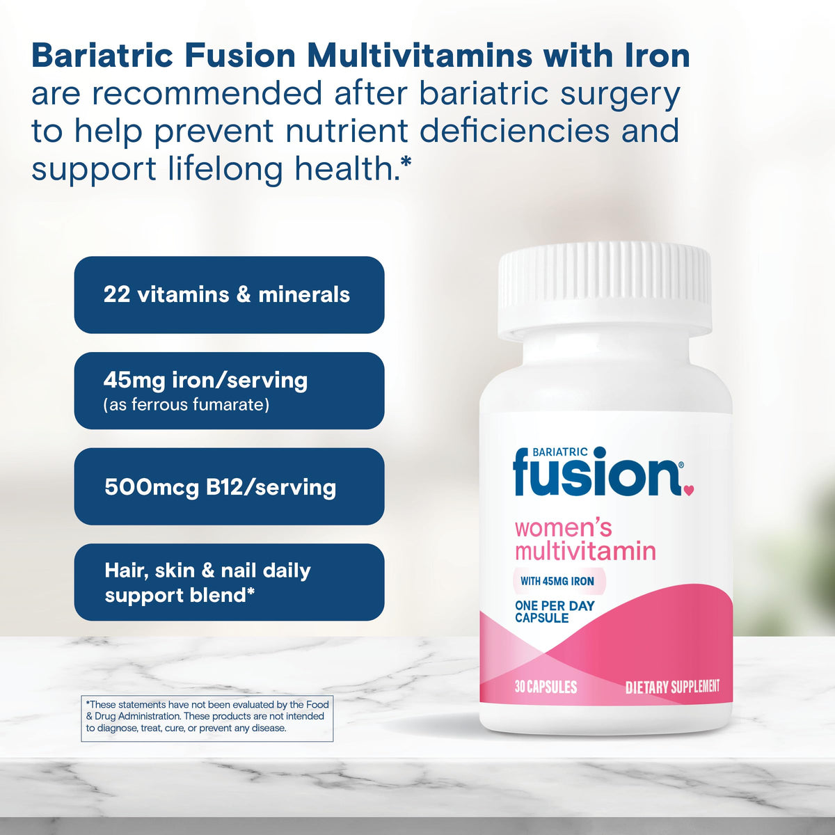 Women's Bariatric Vitamin with Iron, 30 Capsules U75243