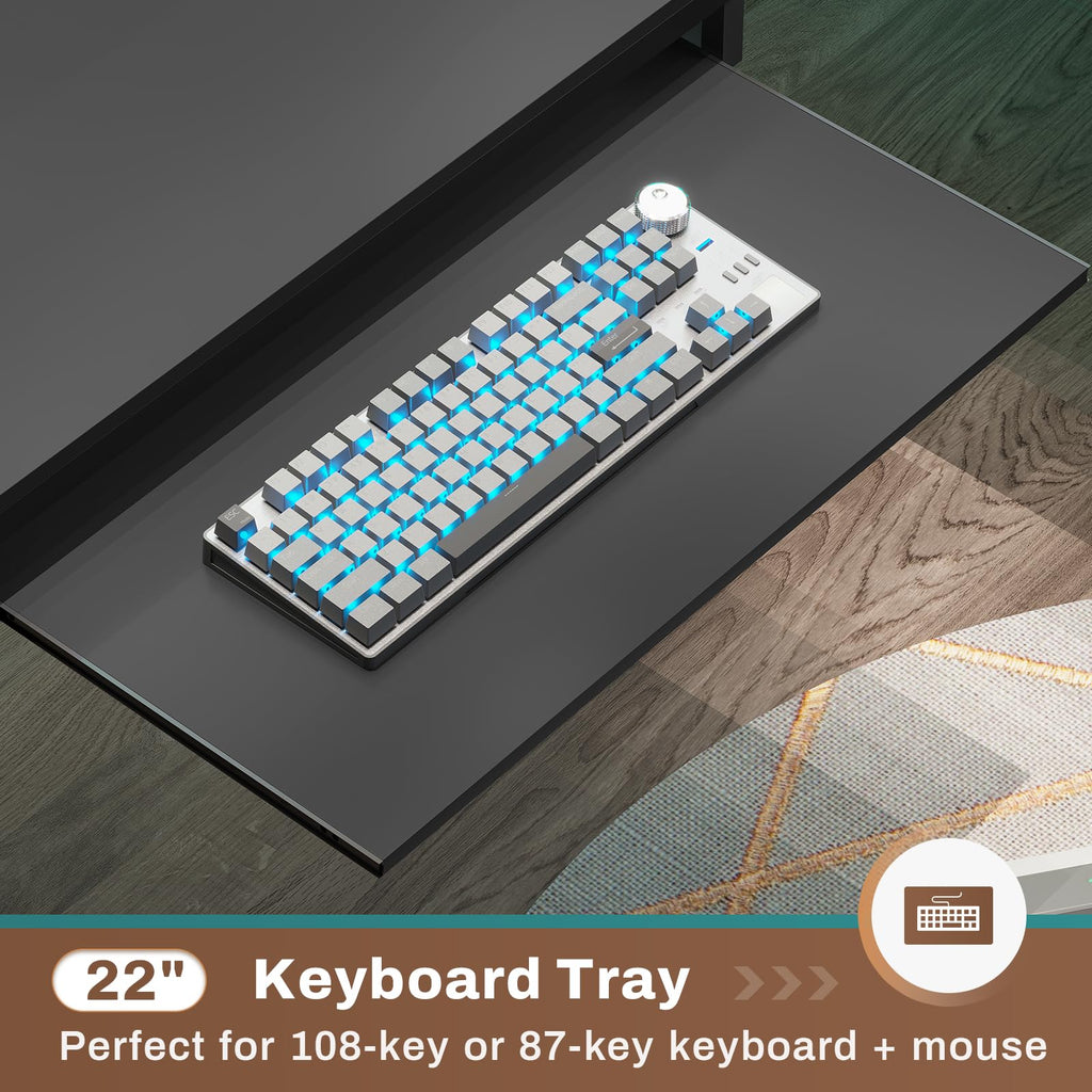 L Shaped Gaming Desk with Power Outlets & LED Strip L29044