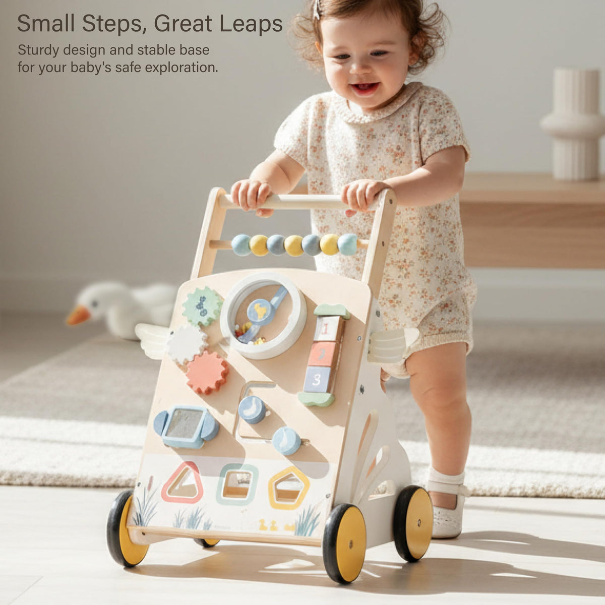 Wooden Baby Walker, Speed Adjustable Push Walker Y6029