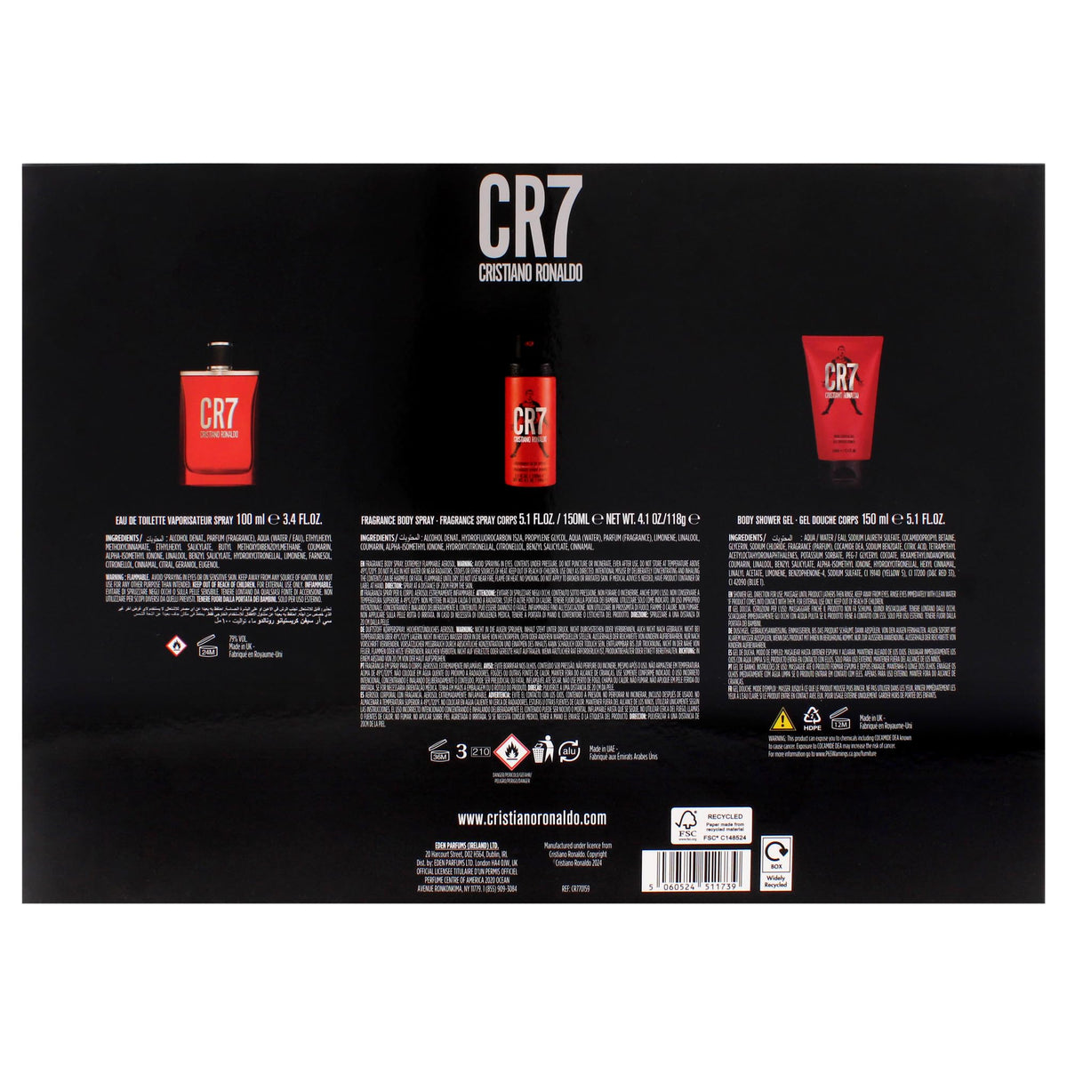 3 Pc Men EDT Spray Body Spray Shower Gel Gift Set M15071