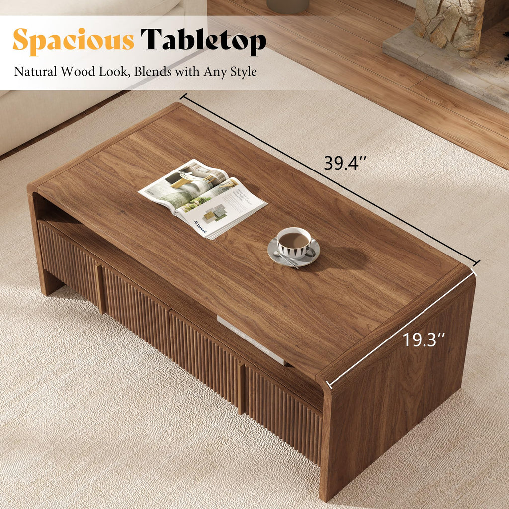 Fluted Coffee Table with Storage X715
