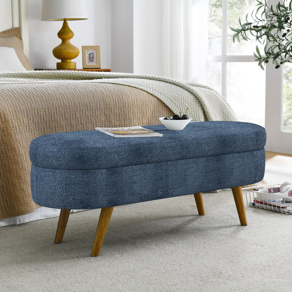 Oval Storage Bench with Rubber Wood Legs C65454