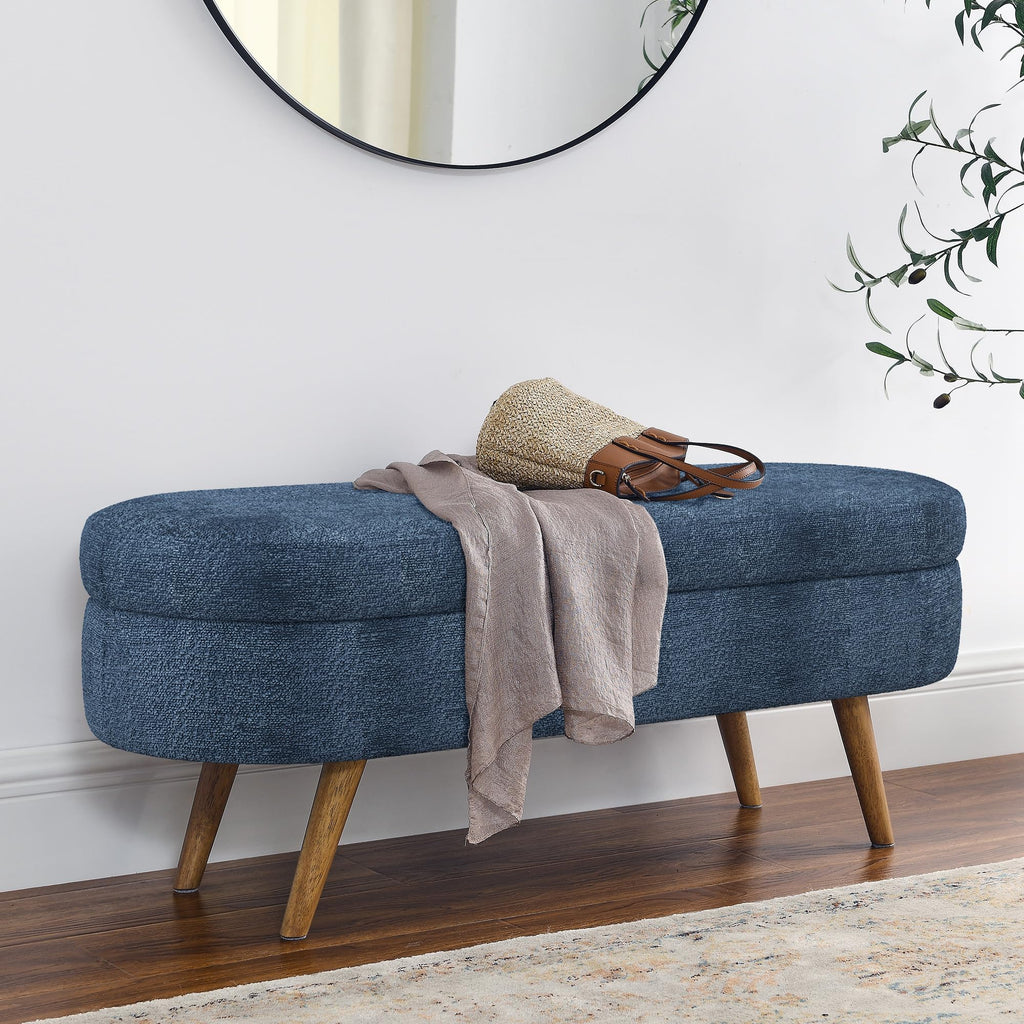 Oval Storage Bench with Rubber Wood Legs C65454