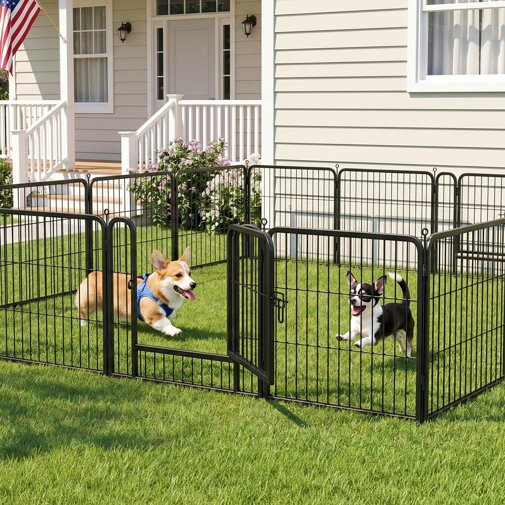 24" Height 16 Panels Foldable Metal Dog Playpen with Door G603857