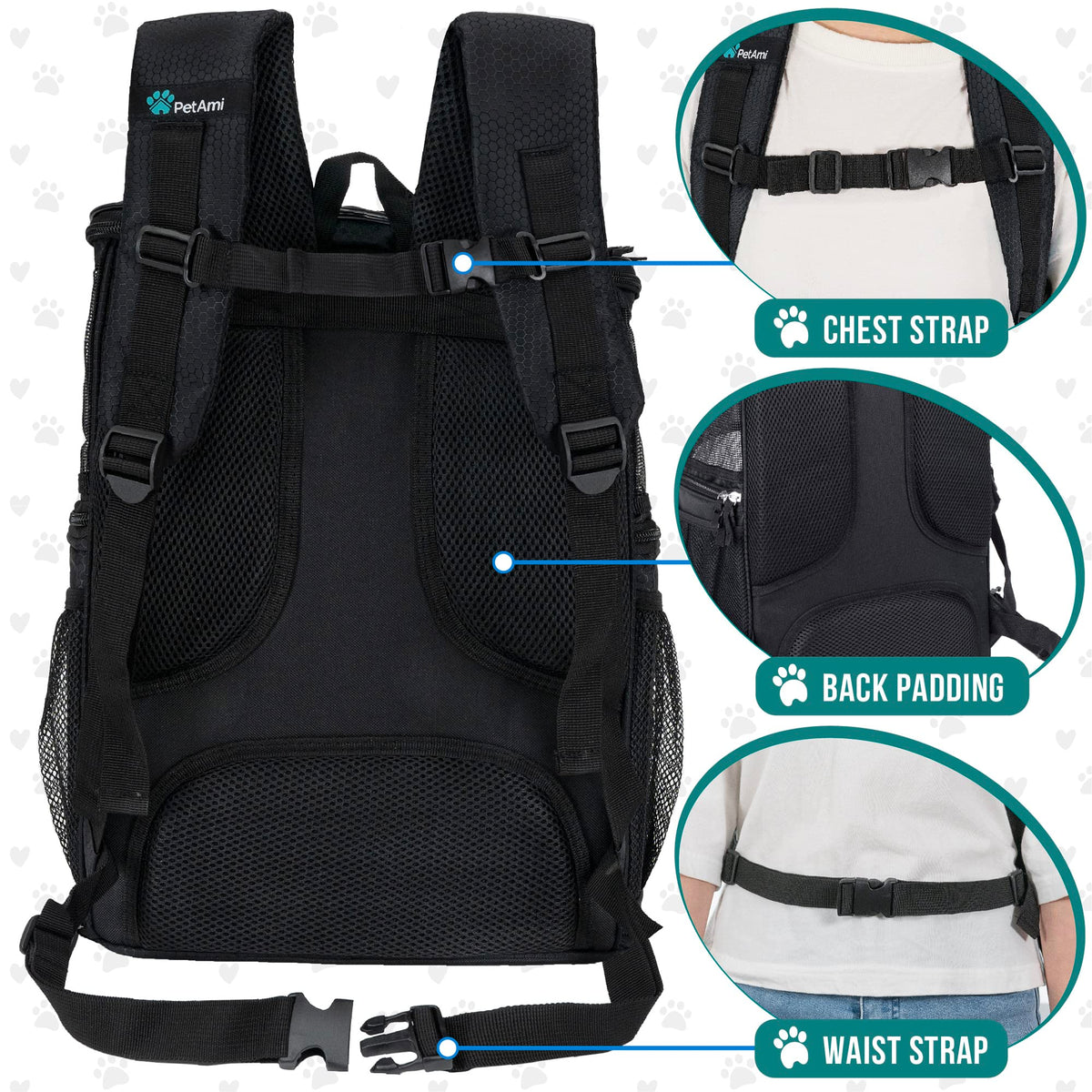 Dog Backpack Carrier, Airline Approved 4-Way Entry Cat Bag, Black W265254