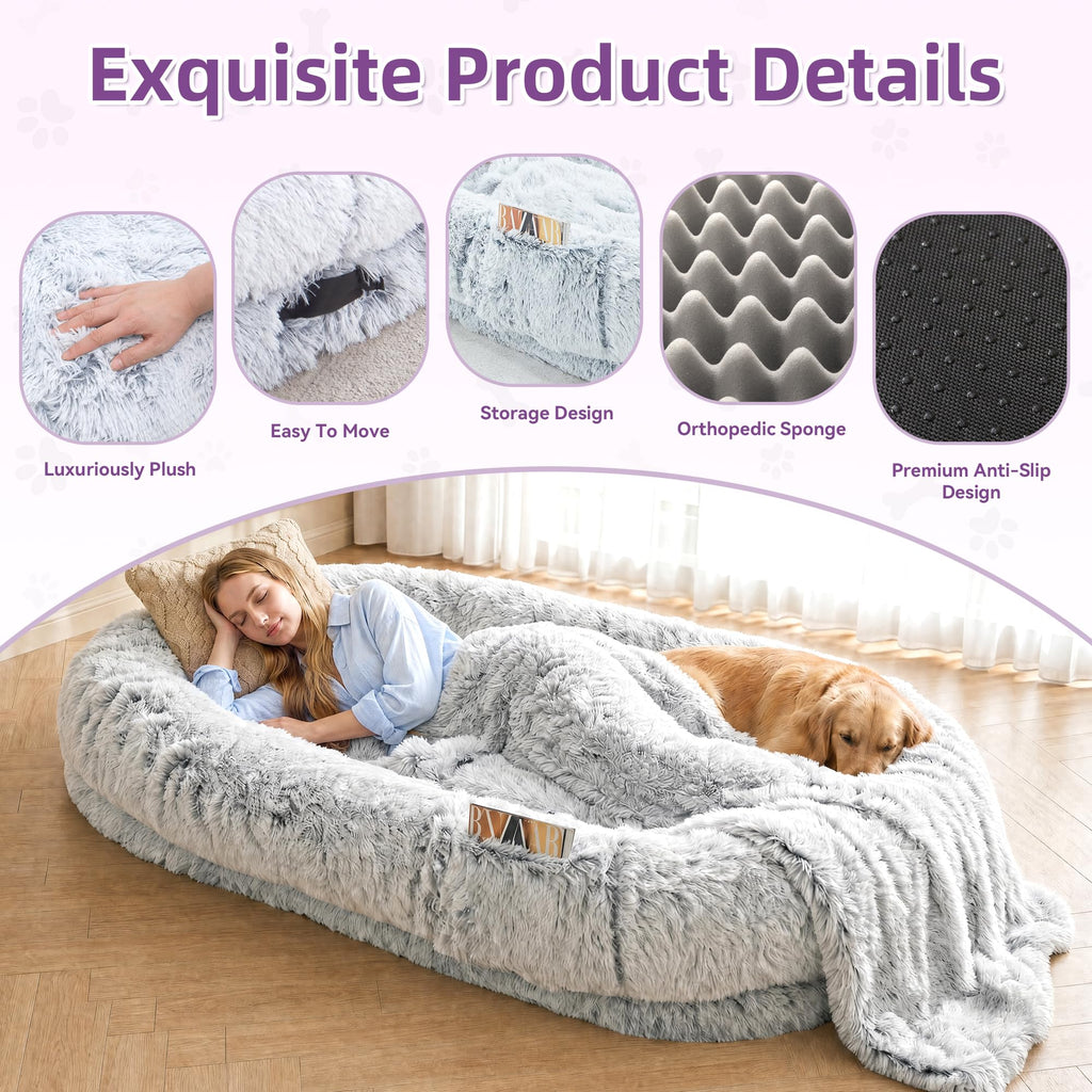 Grey Human Dog Bed 71''x45''x12'' B145078