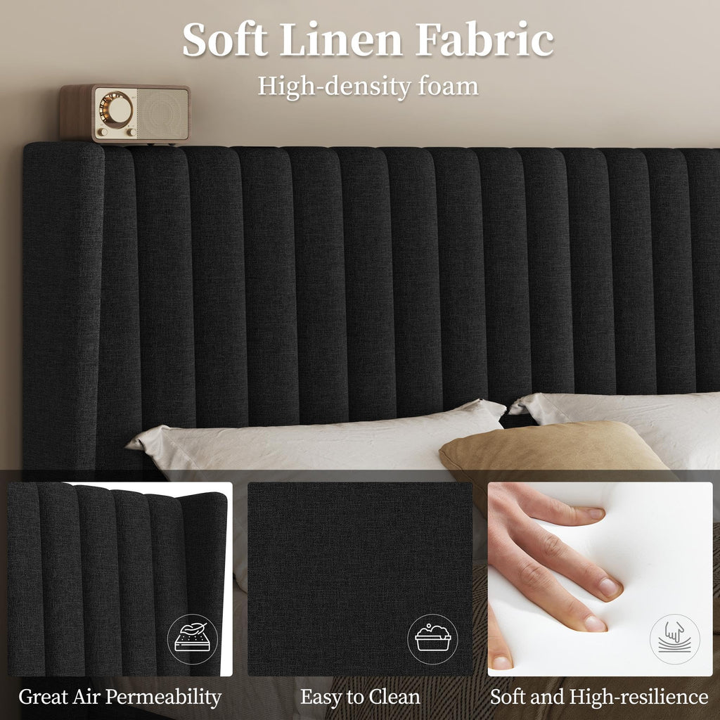 Black Queen Bed Frame with Headboard G411