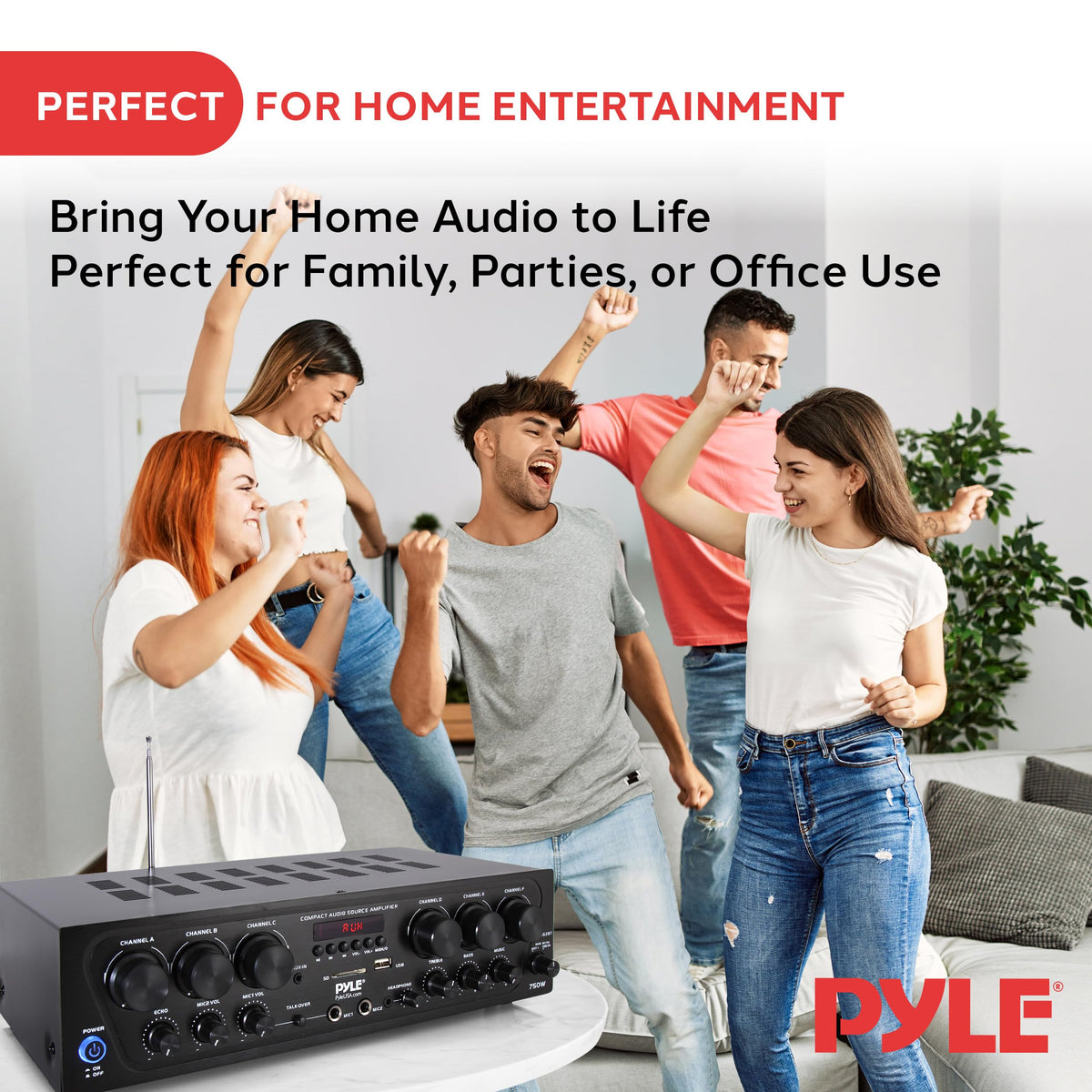 6 Channel 750 Watt Bluetooth Wireless Home Amplifier C489