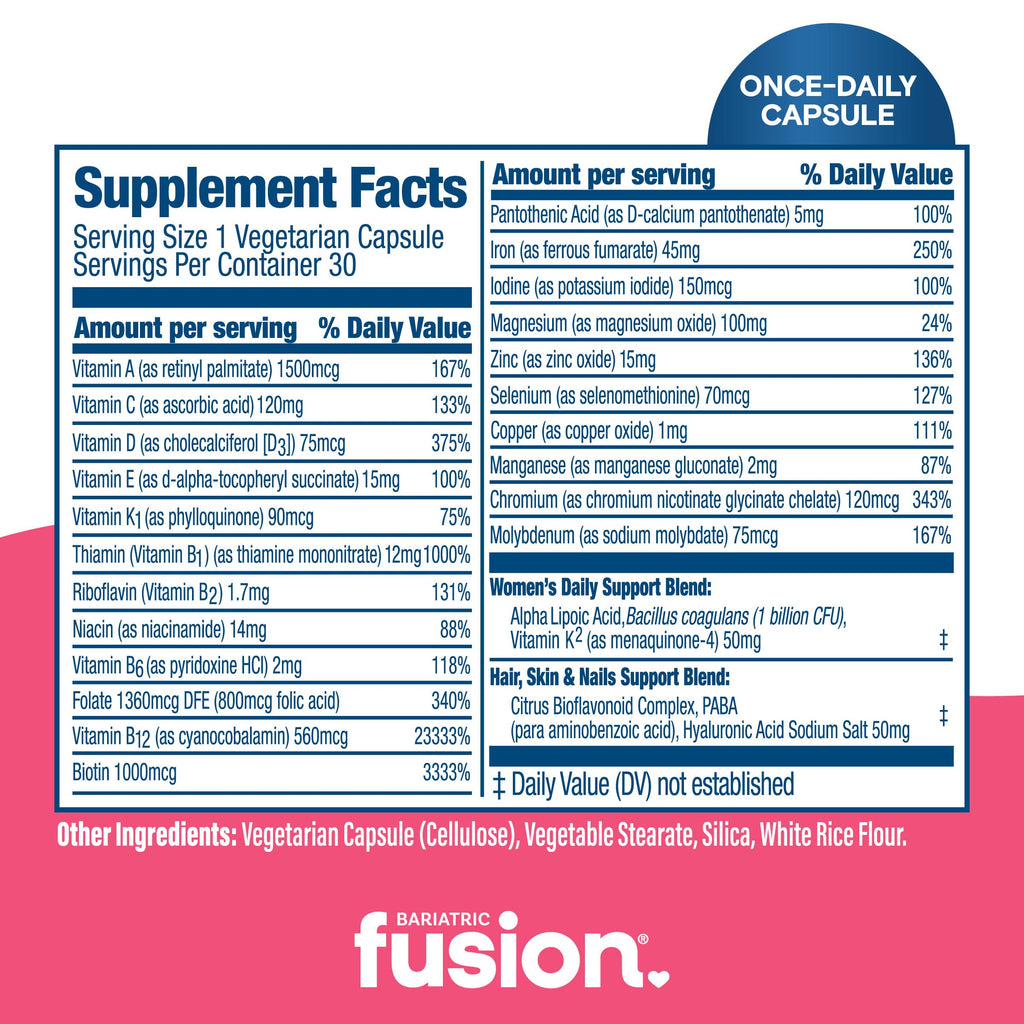 Women's Bariatric Vitamin with Iron, 30 Capsules U75243