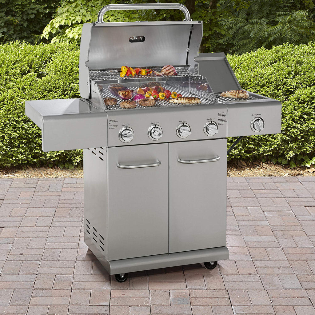 4-Burner Stainless Steel Propane Gas Grill with Side Burner G62683