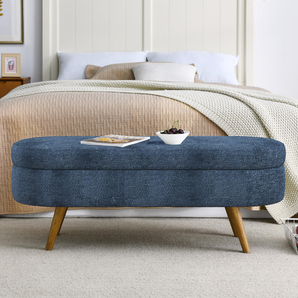 Oval Storage Bench with Rubber Wood Legs C65454
